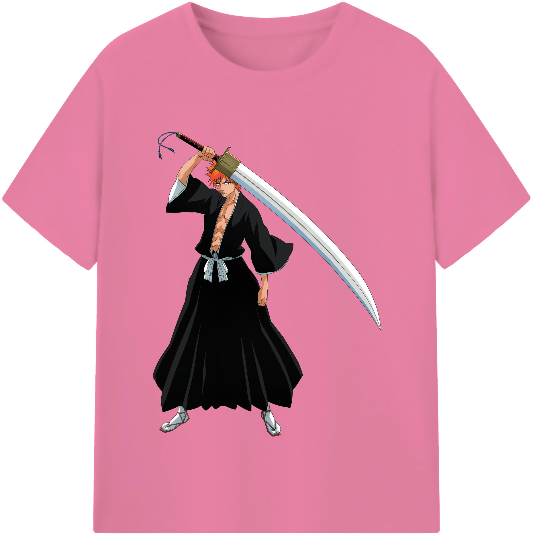 （画像用） ブリーチ 黒崎一護（くろさき いちご）BLEACH Kurosaki Ichigo 綿100％半袖Tシャツ（フロントプリント）